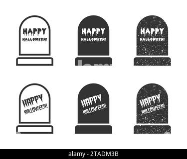 Grabstein-Symbol mit „Happy halloween“-Schriftzug. Vektorabbildung Stock Vektor