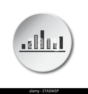 Diagrammsymbol auf einer runden Schaltfläche mit Schatten. Illustration des flachen Vektors. Stock Vektor