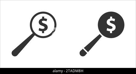 Lupensymbol mit Dollarzeichen. Vektorabbildung Stock Vektor