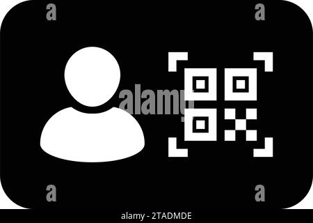 Digitale ID-Symbol-Avatar mit qr-Code für biometrische Identität im Vektor männliche Benutzer Person Profilsymbol für in einer Glyph-Piktogramm-Illustration Stock Vektor