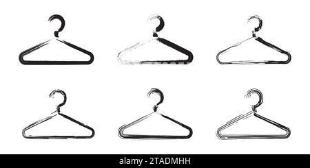 Set aus Kleiderbügel mit Grunge-Textur. Vektorabbildung Stock Vektor