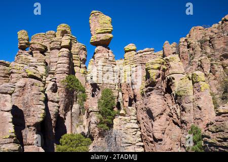 Rock-Zinnen von Echo Canyon Loop Trail, Chiricahua National Monument, Arizona Stockfoto