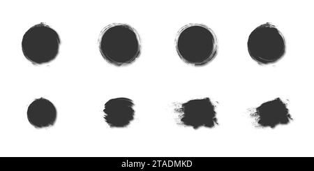Schwarze Farbhintergründe und Spritzer mit Schatten. Illustration des flachen Vektors Stock Vektor