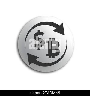 Symbol „Austausch“. Dollar- und Bitcoin-Symbole mit Pfeilen. Illustration des flachen Vektors. Stock Vektor