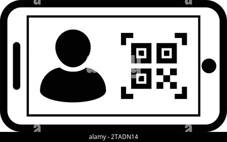 Digitale ID-Symbol-Avatar mit qr-Code für biometrische Identität im Vektor männliche Benutzer Person Profilsymbol für in einer Glyph-Piktogramm-Illustration Stock Vektor