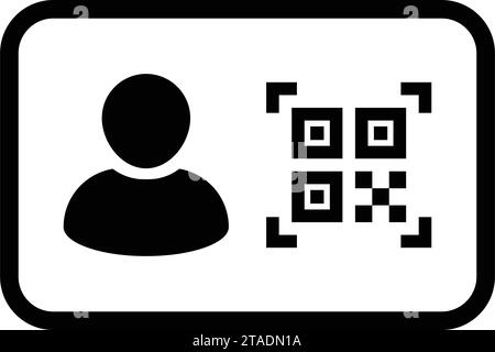 Digitale ID-Symbol-Avatar mit qr-Code für biometrische Identität im Vektor männliche Benutzer Person Profilsymbol für in einer Glyph-Piktogramm-Illustration Stock Vektor