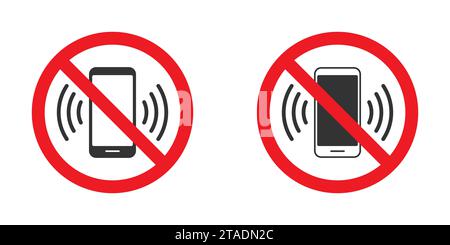 Kein Telefonschild. Symbol für kein Sprechen und Anrufen. Erythrozytenprohibition. Illustration des flachen Vektors. Stock Vektor