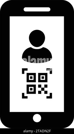 Digitale ID-Symbol-Avatar mit qr-Code für biometrische Identität im Vektor männliche Benutzer Person Profilsymbol für in einer Glyph-Piktogramm-Illustration Stock Vektor