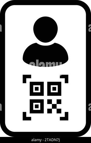 Digitale ID-Symbol-Avatar mit qr-Code für biometrische Identität im Vektor männliche Benutzer Person Profilsymbol für in einer Glyph-Piktogramm-Illustration Stock Vektor