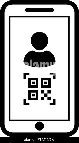 Digitale ID-Symbol-Avatar mit qr-Code für biometrische Identität im Vektor männliche Benutzer Person Profilsymbol für in einer Glyph-Piktogramm-Illustration Stock Vektor