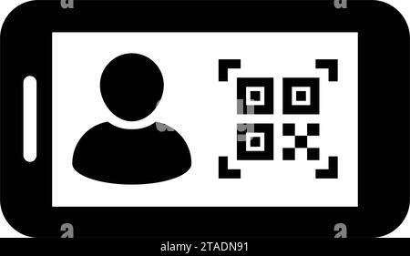 Digitale ID-Symbol-Avatar mit qr-Code für biometrische Identität im Vektor männliche Benutzer Person Profilsymbol für in einer Glyph-Piktogramm-Illustration Stock Vektor