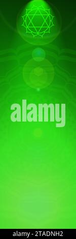 Hintergrund des Herzchakras, ein Zeichen eines spirituellen Energiezentrums im menschlichen Körper Stockfoto