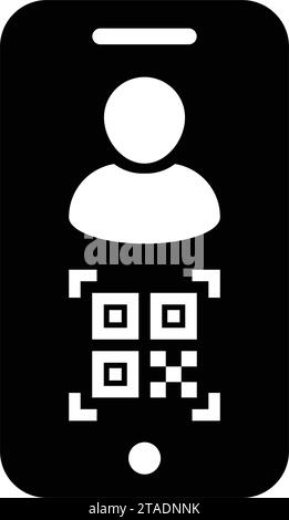 Digitale ID-Symbol-Avatar mit qr-Code für biometrische Identität im Vektor männliche Benutzer Person Profilsymbol für in einer Glyph-Piktogramm-Illustration Stock Vektor