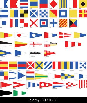 Marinesignalflaggen, internationaler Code, Vektorillustration Stock Vektor