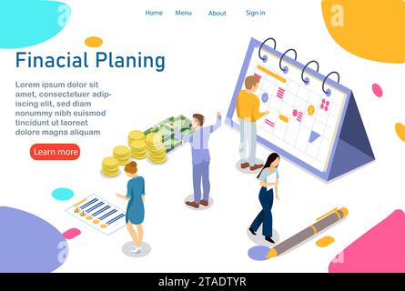 Finanzplanung. Teamwork-Konzept. Plankalender, Checkliste. Profis planen rentable Artikel. Büroroutine, die alle machen wollen Stock Vektor