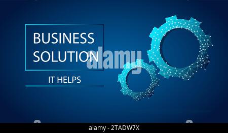 Business Silution abstraktes Banner in dunklen und blauen Farben. Polygonaler Hintergrund mit niedrigem Poly und verbindenden Punkten und Linien. Vektorabbildung mit Stock Vektor