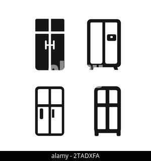 Schwarzer Farbkühlschrank Vektor Set Vorlage weißer Hintergrund Stock Vektor