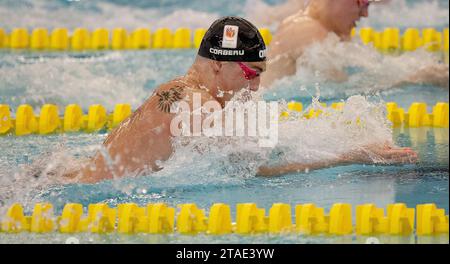 ROTTERDAM - Caspar Corbeau am ersten Tag der Rotterdam Qualifikation trifft Schwimmen im Rotterdam Swimming Center. ANP IRIS VAN DEN BROEK Stockfoto