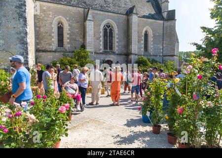 Frankreich, Indre et Loire, Loire-Tal, das von der UNESCO zum Weltkulturerbe erklärt wurde, Chédigny, das einzige Dorf in Frankreich, das als bemerkenswerter Garten klassifiziert wurde, Chédigny Rosenfest Stockfoto