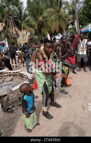 Senegal, Casamance, Cap Kirring, Zeremonie vor dem traditionellen Ringen der Diola-ethnischen Gruppe, Stockfoto