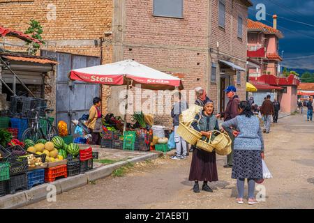 Albanien, Korce, Straßenmarkt Stockfoto