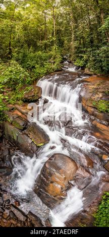 Frankreich, Französisch-Guayana, Roura, Fourgassier Falls Wanderung, Panoramablick aus der Luft (Luftaufnahme) Stockfoto