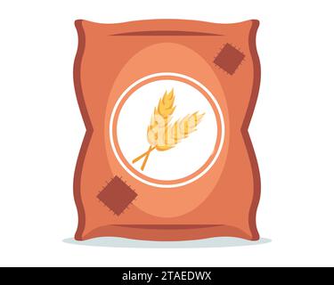 Beutel Weizenmehl. Illustration des flachen Vektors Stock Vektor