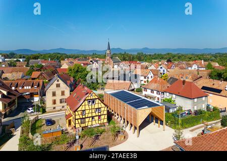 Frankreich, Bas Rhin, Ried, Muttersholtz, französische Hauptstadt der Biodiversität, positive Energie-Gymnasium Stockfoto