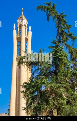 Albanien, Tirana, Glockenturm der Auferstehung Christi Orthodoxe Kathedrale Stockfoto