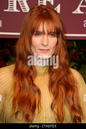 London, Großbritannien. November 2019. Florence Welch nimmt an den 65. Evening Standard Theatre Awards am London Coliseum in London Teil. (Foto: Fred Duval/SOPA Images/SIPA USA) Credit: SIPA USA/Alamy Live News Stockfoto