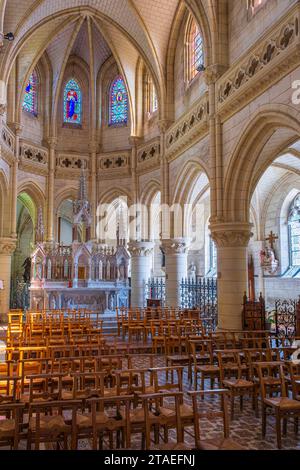 Frankreich, Manche, Cotentin, Bricquebec, neogotische Kirche unserer Lieben Frau von der Verkündigung Stockfoto