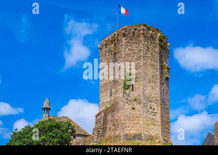 Frankreich, Manche, Cotentin, Bricquebec, der Donjon, Überreste der mittelalterlichen Burg Stockfoto