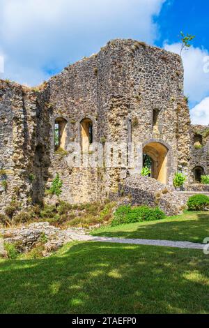 Frankreich, Manche, Cotentin, Bricquebec, Überreste der mittelalterlichen Burg, des Innenhof und der befestigten Anlage Stockfoto