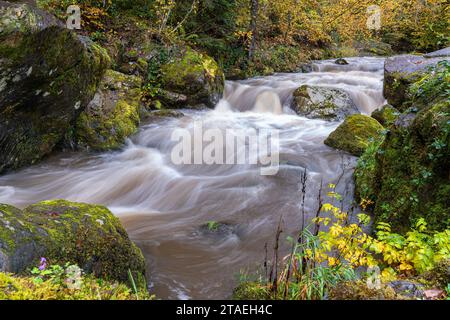 Panoramaaufnahme der Landschaft im Vulkan Eifel, Rheinland-Pfalz, Deutschland Stockfoto