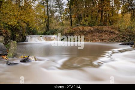 Panoramaaufnahme der Landschaft im Vulkan Eifel, Rheinland-Pfalz, Deutschland Stockfoto