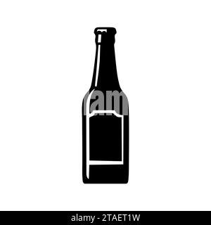 Symbol für eine Flasche Bier. Alkoholgetränk, Pub- und Bar-Symbol. Vektorabbildung. Stock Vektor