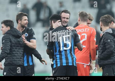 Istanbul, Türkei. November 2023 30. Clubchef Ronny Deila feiert nach einem Fußballspiel zwischen dem türkischen Besiktas J.K. und dem belgischen Club Brugge KV am 5. Tag der Gruppenphase des UEFA Conference League Wettbewerbs in Gruppe D am Donnerstag, den 30. November 2023 in Istanbul, Türkei. BELGA FOTO BRUNO FAHY Credit: Belga News Agency/Alamy Live News Stockfoto