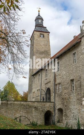 Turm des historischen Wasserschlosses in Egeln, Sachsen-Anhalt, Deutschland Stockfoto