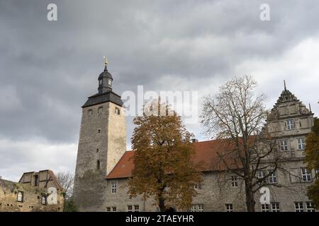 Turm des historischen Wasserschlosses in Egeln, Sachsen-Anhalt, Deutschland Stockfoto