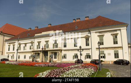 Budapest, Ungarn - 30. August 2018: Der Palast Sándor (Sandor-palota) ist der offizielle Wohnsitz des ungarischen Präsidenten und Sitz des Amtes o Stockfoto