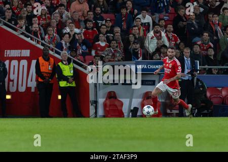 November 2023. Lissabon, Portugal. Benficas Stürmer aus Portugal Rafa Silva (27) im Spiel am 5. Spieltag der Gruppe D für die UEFA Champions League, Benfica gegen Inter Mailand Credit: Alexandre de Sousa/Alamy Live News Stockfoto