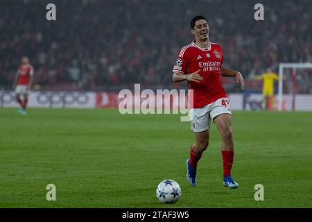 Lissabon, Portugal. November 2023. November 2023. Lissabon, Portugal. Benficas Stürmer aus Portugal Tiago Gouveia (47) im Spiel des 5. Spieltages der Gruppe D für die UEFA Champions League, Benfica gegen Inter Mailand Credit: Alexandre de Sousa/Alamy Live News Stockfoto