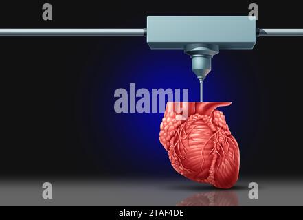 Der Druck von Körperteilen und das 3D-Bioprinting als regenerative Medizin und die rekonstruktive Rhinoplastik Tissue Engineering als Bioprint von Organen hergestellt. Stockfoto