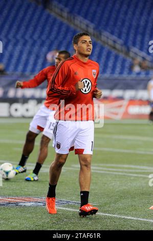 Foxborough, Massachusetts, USA. September 2013. Während des MLS-Fußballspiels zwischen D.C. United und der New England Revolution im Gillette Stadium in Foxborough, Massachusetts. Das Ergebnis nach One Half D.C. United 1 New England Revolution 0. Eric Canha/CSM/Alamy Live News Stockfoto