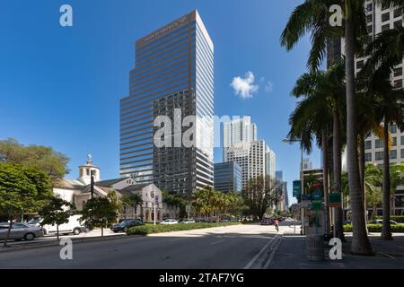 Brickell Avenue mit Wohn- und Bürogebäuden, Miami Florida, USA Stockfoto