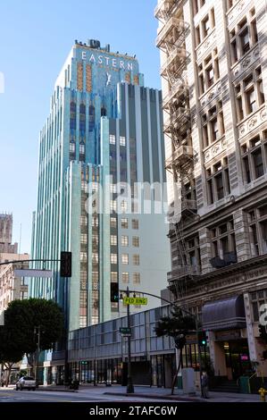 Das ikonische Eastern Columbia Building im Zentrum von LA ist ein wunderschönes Beispiel für Art déco-Architektur. Stockfoto