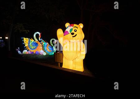 Im Gulliver's World Theme Park in Warrington wurde ein Land of Lights Walkway zur Unterstützung von BBC-Kindern in Not eingerichtet Stockfoto