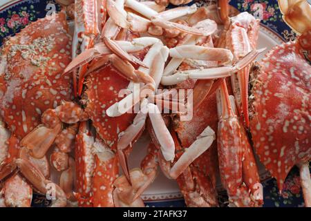 Nahaufnahme, gedämpfte Blaukrabbe. Stockfoto