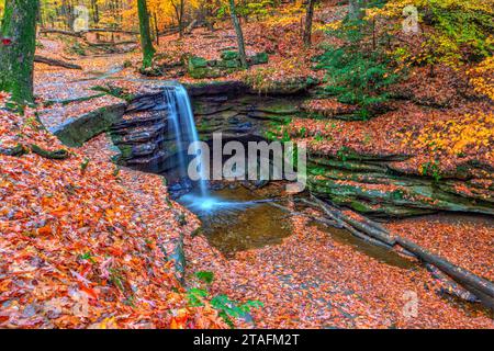 Blick auf die Dundee Falls im Herbst, Beach City Wilderness Area, Ohio Stockfoto