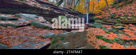 Blick auf die Dundee Falls im Herbst, Beach City Wilderness Area, Ohio Stockfoto
